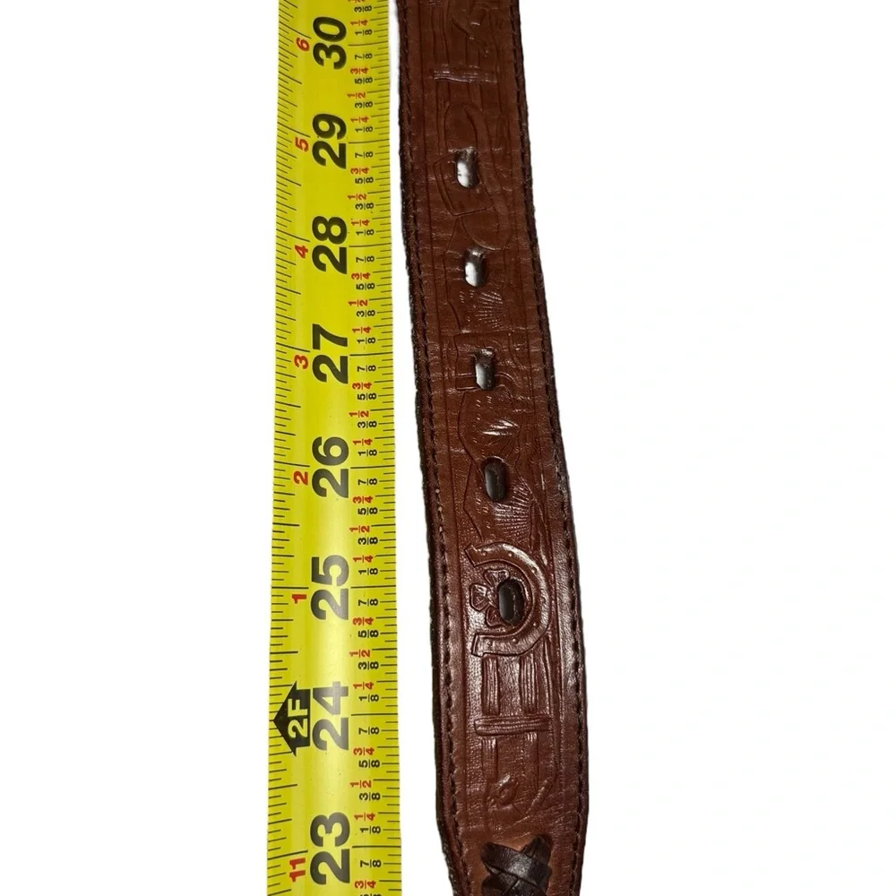 Brown Leather Western Belt with Silver Gold Conchos 26